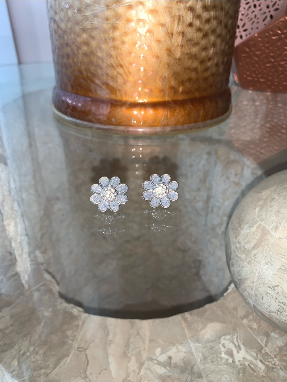 Kohl's Flower Silver-Tone Glitter Rhinestone Stud Earrings